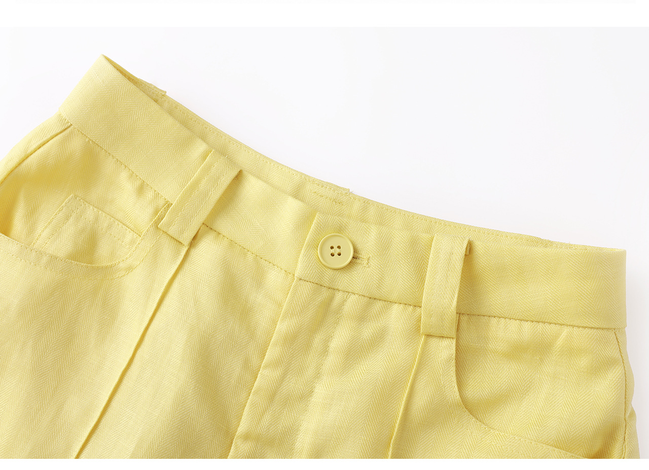 Quần culottes nữ ống rộng dáng dài 9 phần, chất liệu sợi gai dầu mỏng nhẹ mùa hè — màu xanh navy chi tiết 30