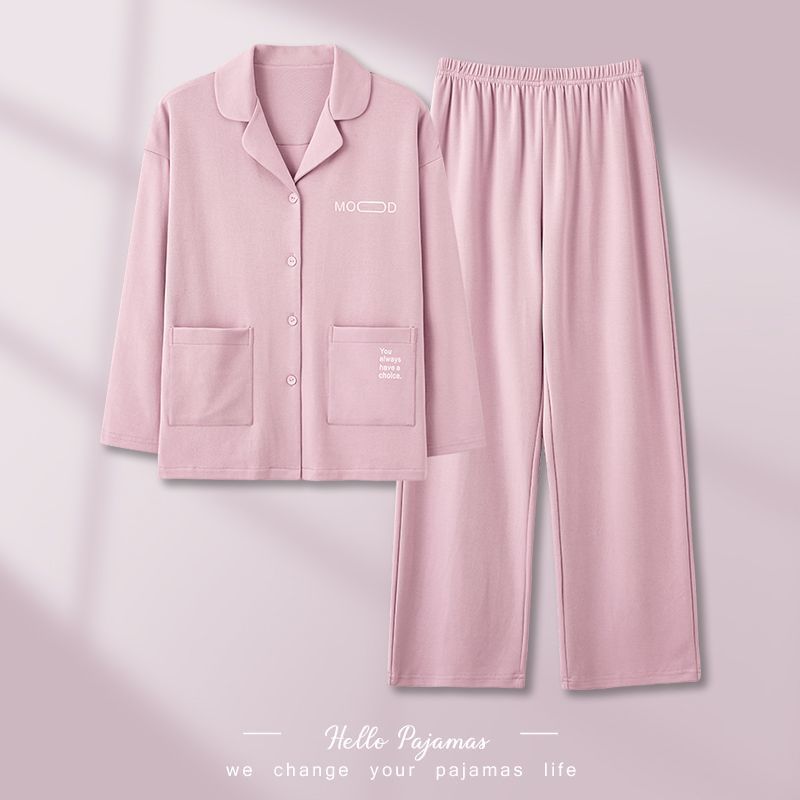 Pijama de algodón femenino primavera y otoño 2024 nuevo pantalón de manga larga para vestir en el exterior grande conjunto de ropa doméstica de mujer
