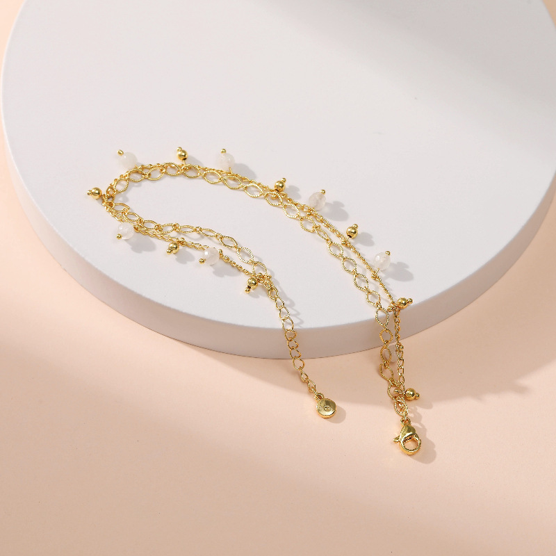 Neues 18k Echtes Gold Weißer Zirkon Mehrschichtiges Verstellbares Armband Großhandel Nihaojewelry display picture 5