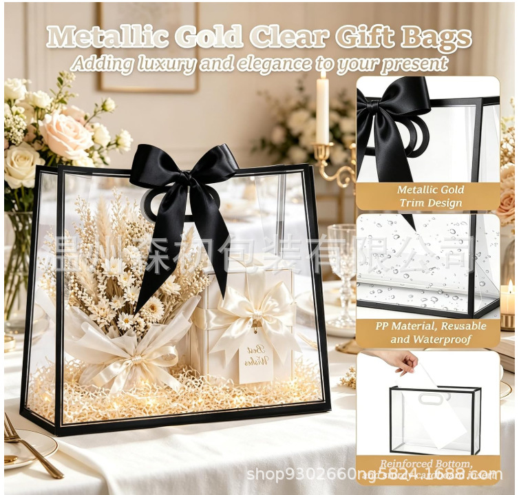 PP bolsa de regalo transparente dama de honor de boda bolsa de mano simple de Navidad regalo de cumpleaños bolsa de regalo de PVC image 33