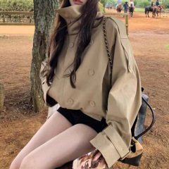 25秋季新款英伦风 设计感立领短款韩系风衣外套女