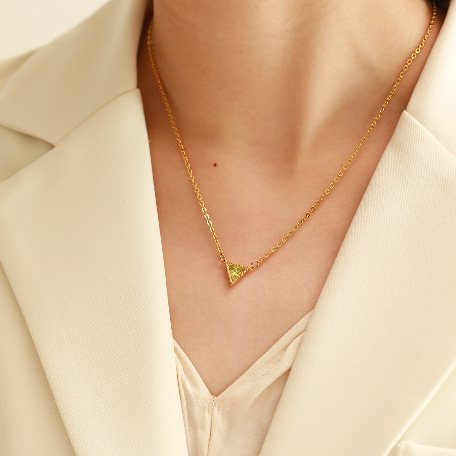 9g Weight Real Gold Plated Plating Material 304 Stainless Steel, Zircon Pendant Material Pendant Necklace Classification 304 Stainless Steel Chain Material 1 Piece Quantity Daily Occasion 304 Stainless Steel Material Triangle Pattern Women's Gender Simple Style Style Waterproof Non Tarnish Craft Real Gold Plated Triangle 304 Stainless Steel Simple Style Waterproof Non Tarnish 304 Stainless Steel Pendant Necklace 7