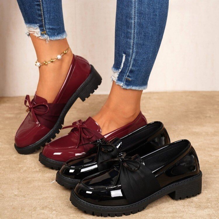 2026 Summer New Large Size Women's Casual Comfortable Bowknot Slip-On Thick-Soled British Style Women's Shoes 2026 Summer New Large Size Women's Casual Comfortable Bowknot Slip-On Thick-Soled British Style Women's Shoes