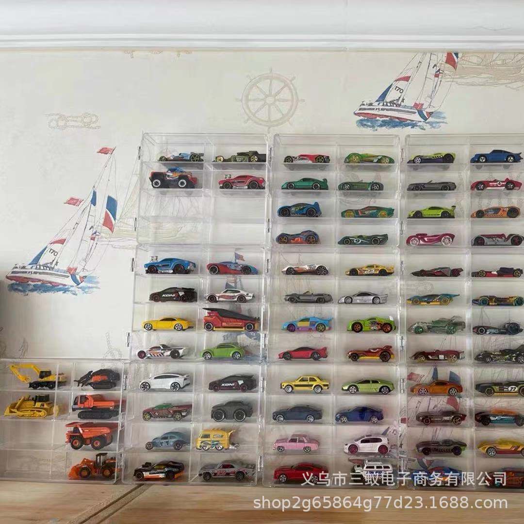 Hot Wheels Matchbox Domica modelo de coche de juguete para niños Caja de almacenamiento 1:64 coche a prueba de polvo multi-rejilla rack de almacenamiento