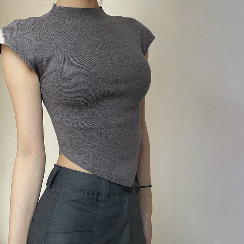 低价批发直播爆款韩系半高领短袖针织衫女夏新款网红ins百搭上衣