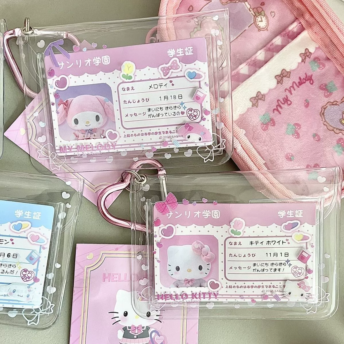 Sanrio, card holder PVC, transparent storage system, backpack accessory, 3 inch