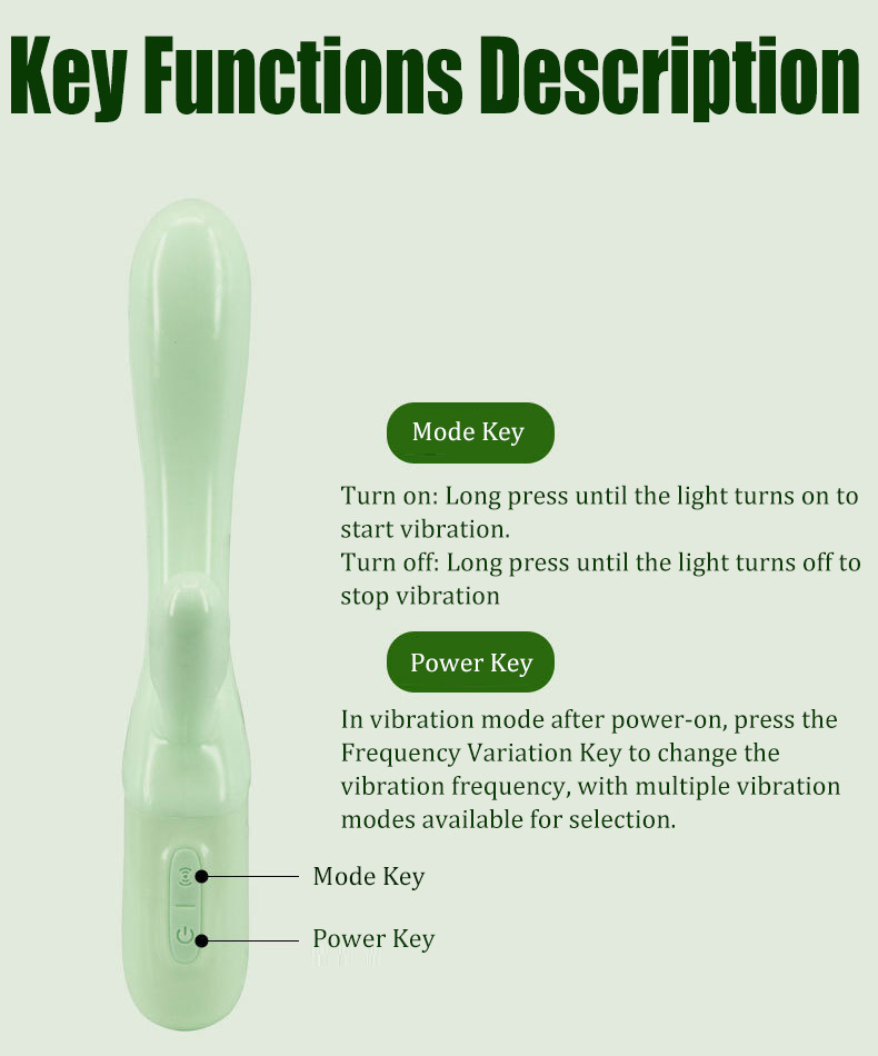 Dual-Motor Vibrating AV Stick, Electric Control, ABS Body, Pink or Green — detail image 10