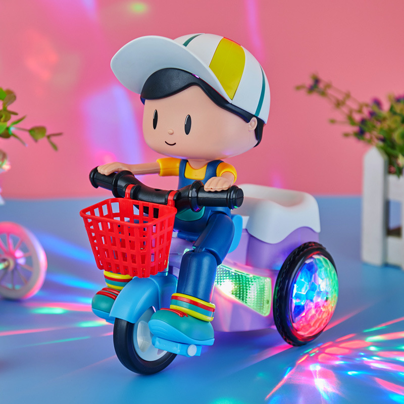 Triciclo fresco con acrobacias juguetes eléctricos para niños cabeza grande para niños y niñas bebés 1 - 2 años de edad danza giratoria