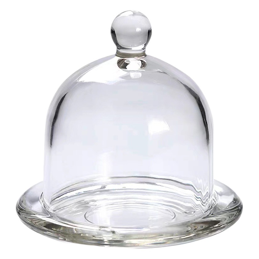 Transparent Crystal Glass Cover Cake Plate Snack Plate Pastry Bread Dustproof Lemon Cover Tray Glassware Wholesale