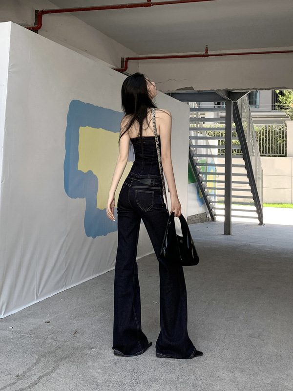 美式低腰弹力微喇叭牛仔裤女2025年秋季新款不褪色显瘦百搭拖地裤|undefined