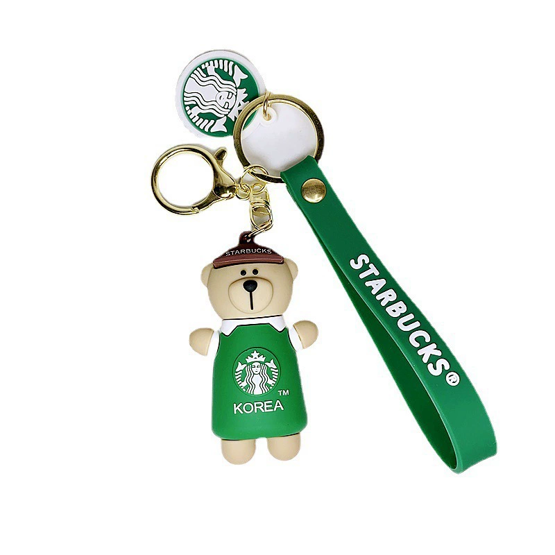 Брелок Starbucks с трехмерной cartoon, кулон, силиконовая кукла, с маленькими мишками, креативный подарок
