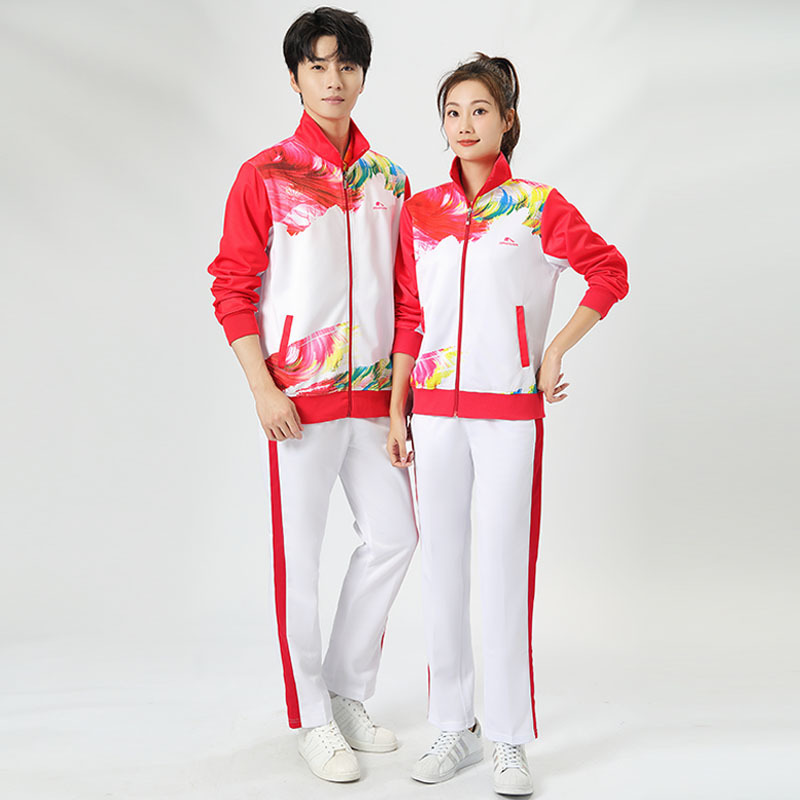 春と秋のグループスポーツウェアスーツパフォーマンスウェア男性と女性のためのプラスサイズスクエアダンスエアロビクスハイキングキャプテンスリーブジャケット|undefined