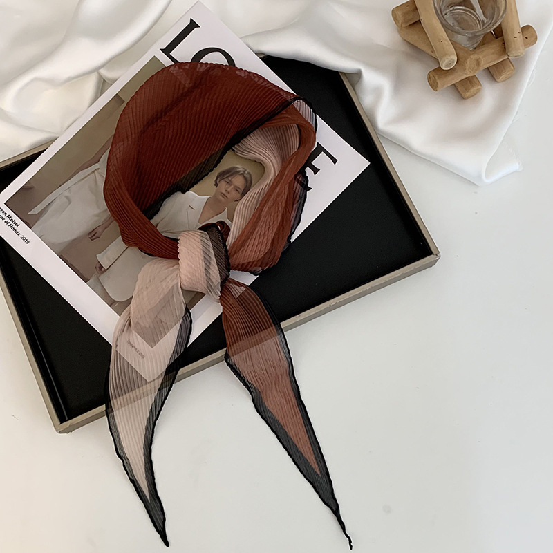 Pañuelo de seda de alta calidad nuevo estilo bufanda arrugada a juego de colores bufanda en forma de diamante bufanda de tul decorativa multifuncional de moda cinturón