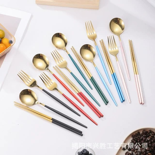 不锈钢餐具筷子勺叉三件套餐具葡萄牙户外旅行学生餐具批发勺子
