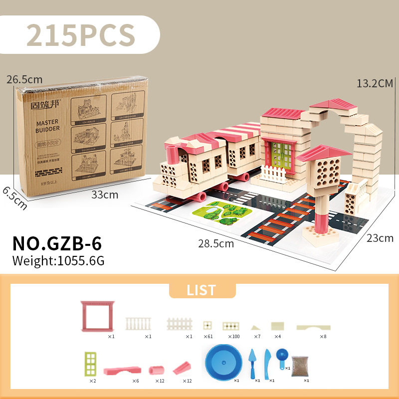 Simulación educativa transfronteriza para niños nuevos Mason edificio mini ladrillo ensamblado a mano Casa Villa modelo