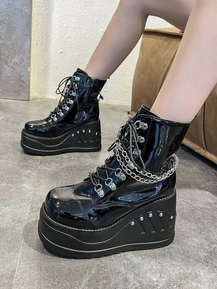 Damesschoenen stijl herfst en winter nieuwe mode dikke bodem ronde kop grote maat lage top dameslaarzen fabriek directe verkoop_voghion.com
