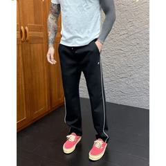 秋季新款男士休闲拼接纯色刺绣百搭休闲裤时尚潮流直筒宽松长裤