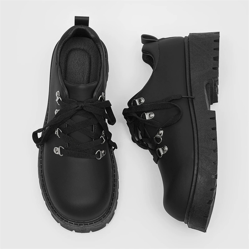 Мужские туфли 2025 новые угольно-черные туфли Микки Дерби нишевые оригинальные рабочие туфли на толстой подошве с увеличением размера, повседневные кожаные туфли с широким носком