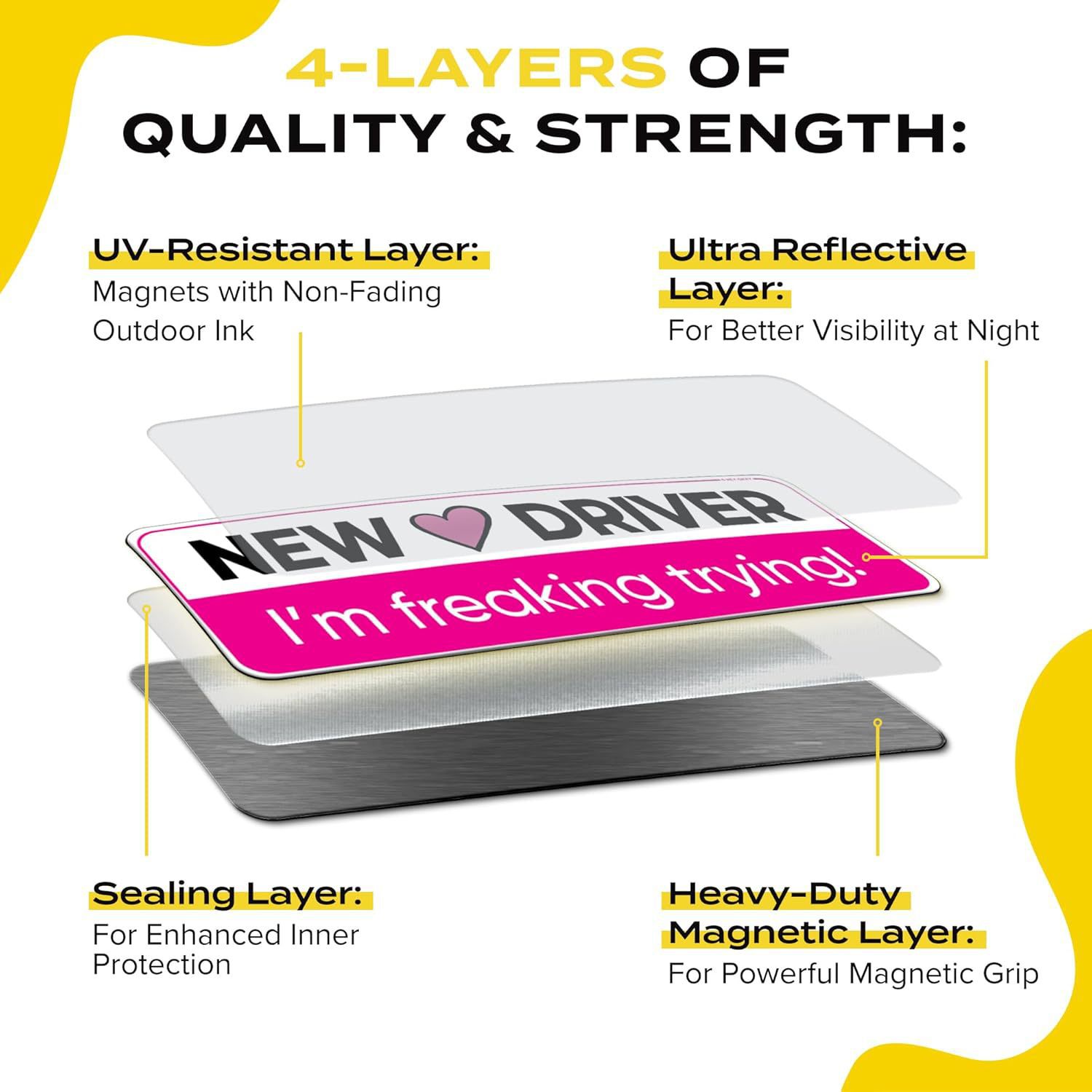 Grappige roze magnetische beginnend bestuurder autosticker_voghion.com