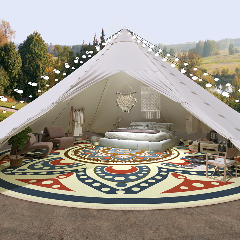 帳篷圓形地毯復古民族風純手工槍刺腈綸地毯酒店走廊毯15天發貨