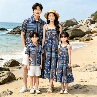 亲子装新疆川西草原旅游穿搭一家四口民族风度假吊带2026夏季新款