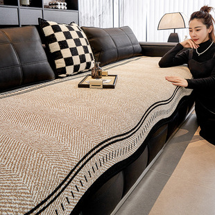 Light Luxury and High-End Special-Shaped Sofa Cushion, Universal Fixed Anti-Slip 2025 New Straight Leather Asymmetrical Cushion for All Seasons