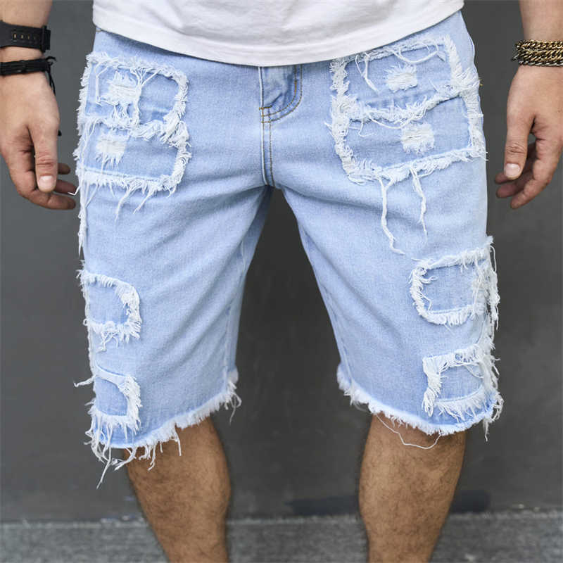 Herren Casual Shorts, Neue Jeans mit Löchern locker sitzend trendy, und Capris_voghion.com