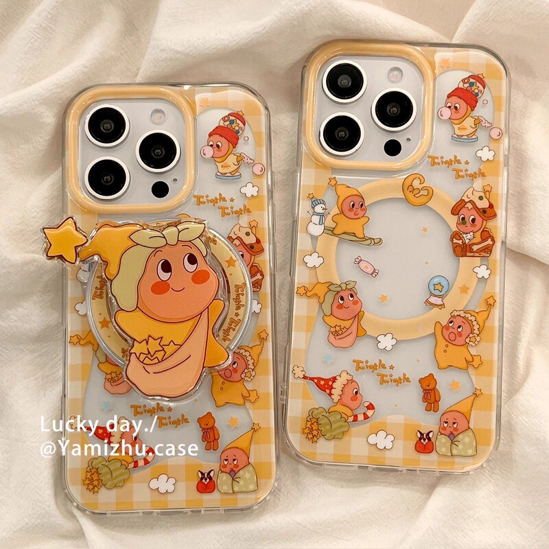 Cute Cartoon Star Man with Magnetic Suction Suitable for Apple 16Promax Mobile Phone Case Iphone17/15 Soft 13/14