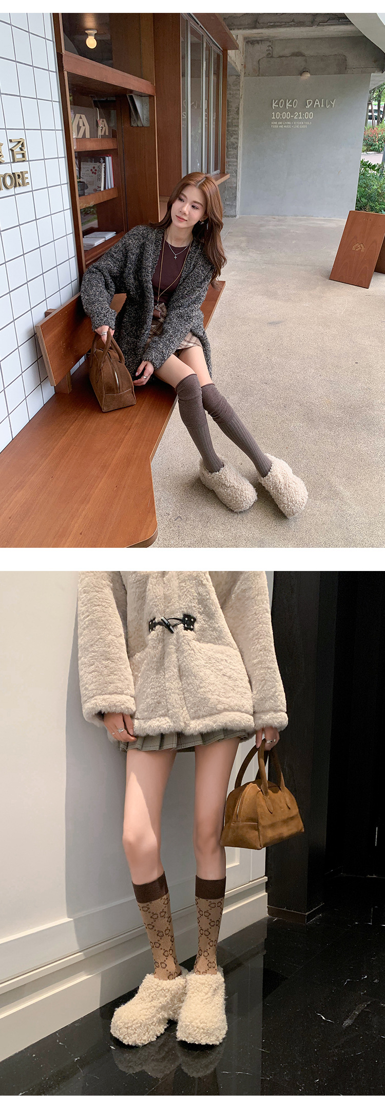 Dép bông Birkenstock đế trong siêu dày nữ, lót lông cừu ấm áp, mũi nhọn len cừu, form bao bọc — Lớp lót nhung đen, Lớp lót nhung màu nâu, Lớp lót đơn màu trắng nhạt, Màu đen một lớp chi tiết 8