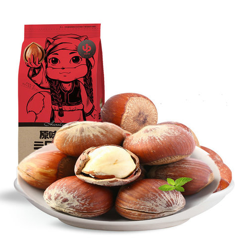 One piece drop shipping three squirrels original open hazelnuts 185g/bag flat hazelnuts Northeast mountain chestnut