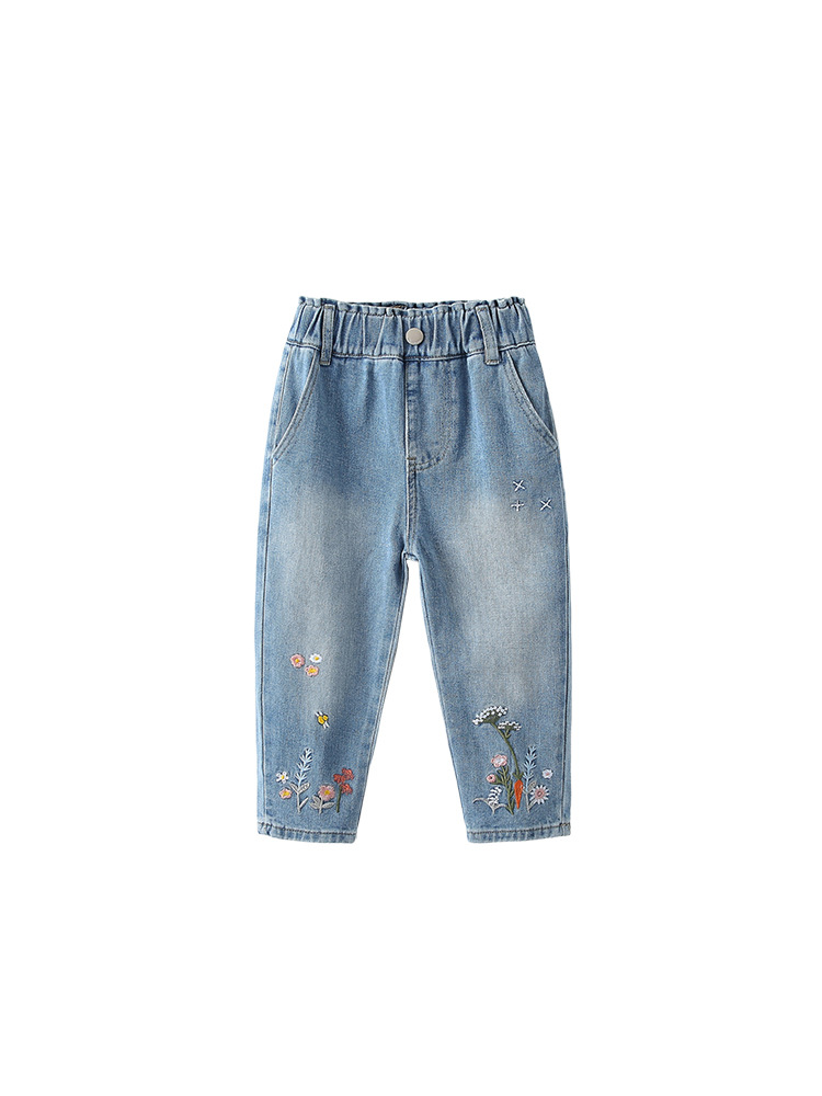 Malwee transfronterizo vaqueros de niñas otoño y invierno nuevos pantalones de cintura elástica para niños europeos y estadounidenses ropa de niños