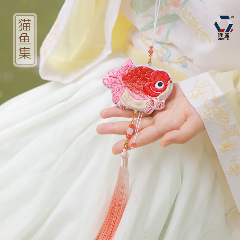Moneyli Fragrant Satchel Embroidered Goldfish Pendant Brocade Bag Money Cat Rabbit Satchel Hanfu Accessory Wholesale