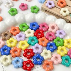 アクリル塗装かわいい小さな花ビーズ散珠diy五弁花輪ビーズ携帯チェーンアクセサリー材料