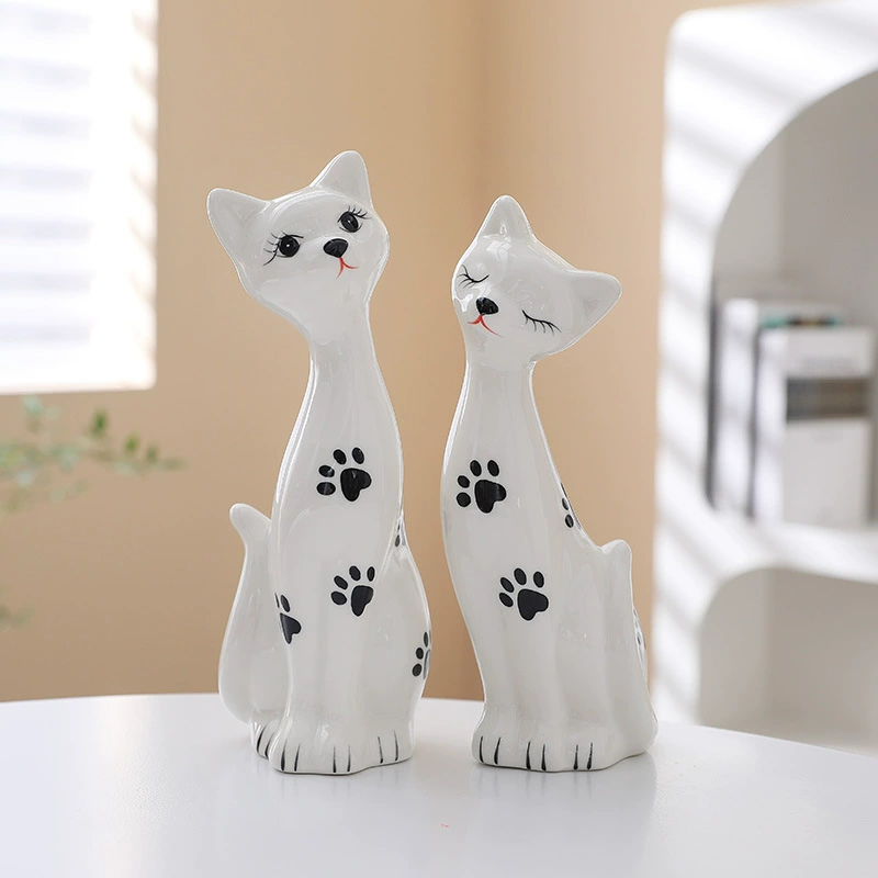 9594 people collect] Nordic couple cat ceramic ornaments modern simple home decoration dog living room porch lying
