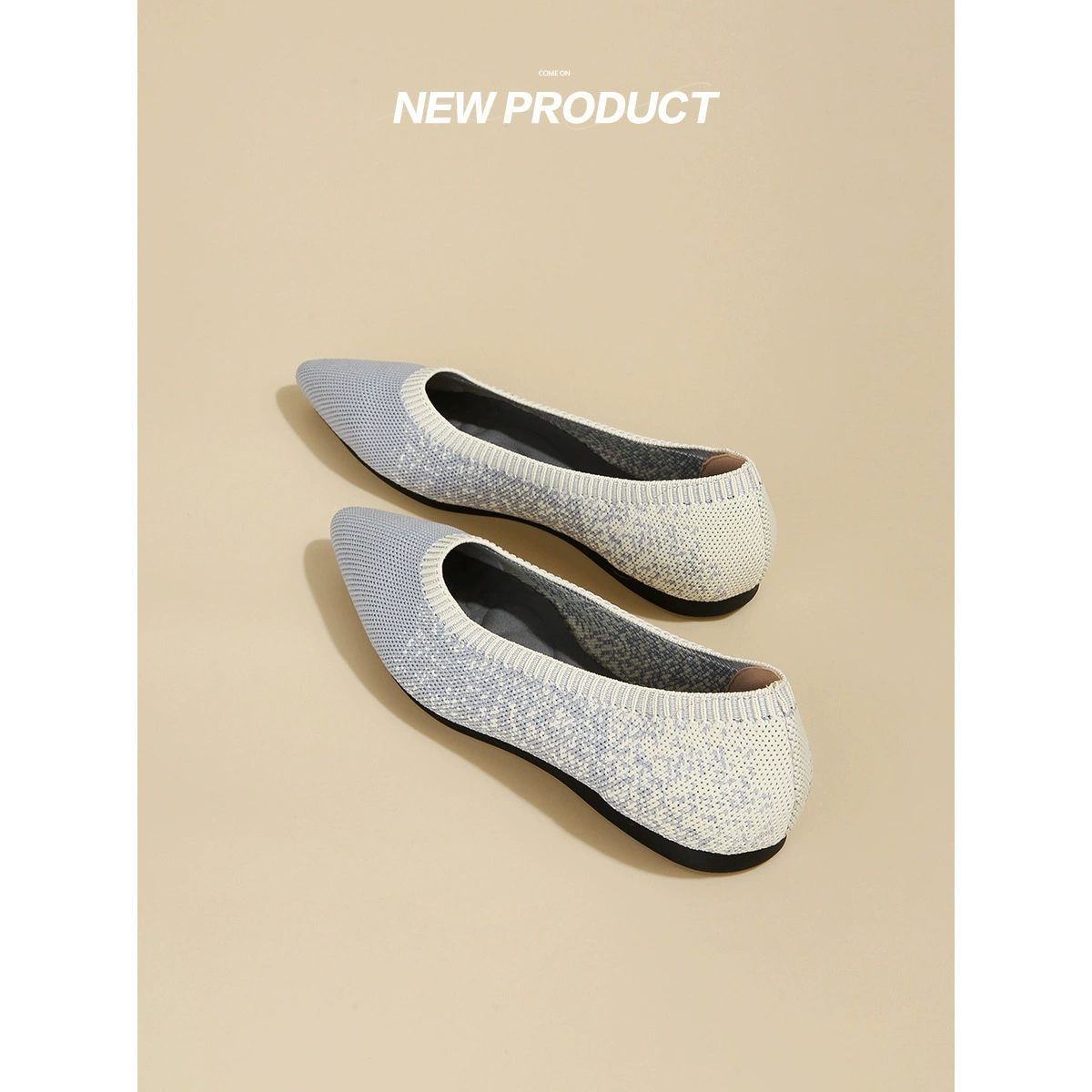 Обувь принцессы, новинка 2022 года, весенние туфли с острым носком и мелким ртом, женские нескользящие вязаные туфли на плоской подошве, дышащие вязаные туфли на мягкой подошве