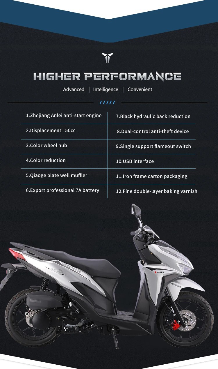 New Year's Best-Selling Cross-Border lb Motorcycle 150Cc Adult Fuel-Efficient Scooter Available for Wholesale