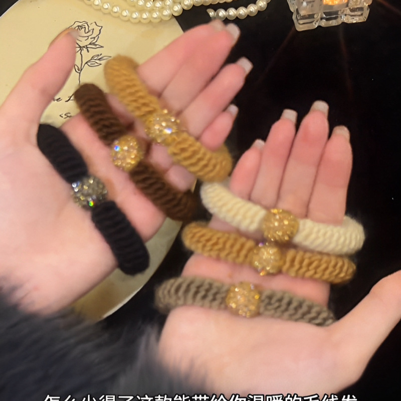 高级感水钻珠珠发圈女扎头发皮筋2025新款高端发绳扎马尾头绳头饰|undefined