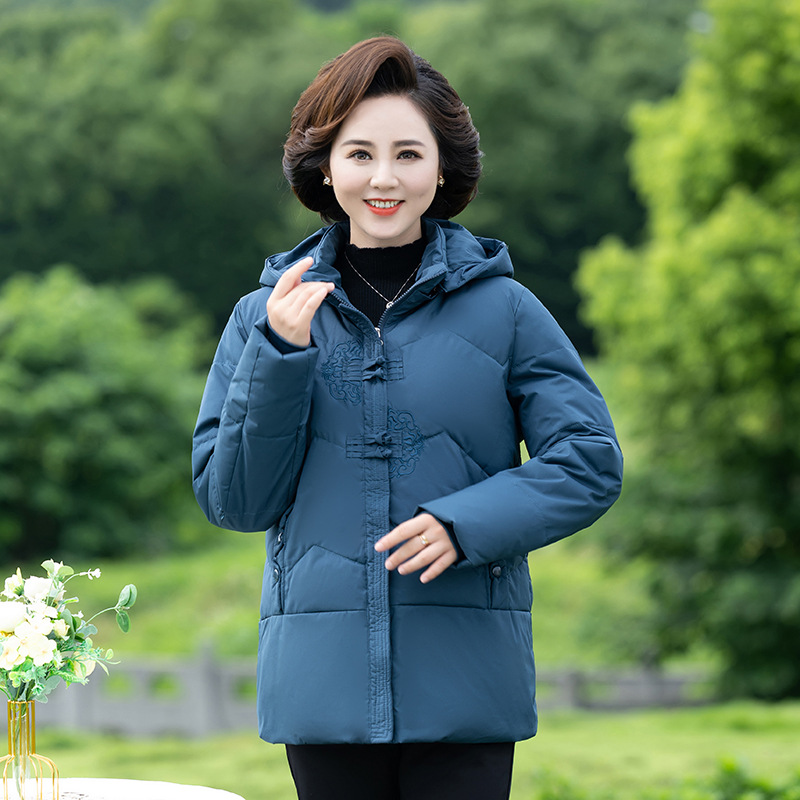中老年女装2023 秋冬新款加厚保暖四层防钻防污90白鸭绒羽绒服袄