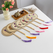 竹子扇子非遗手工diy干花制作材料包团扇复古式蒲扇暖场干花扇子