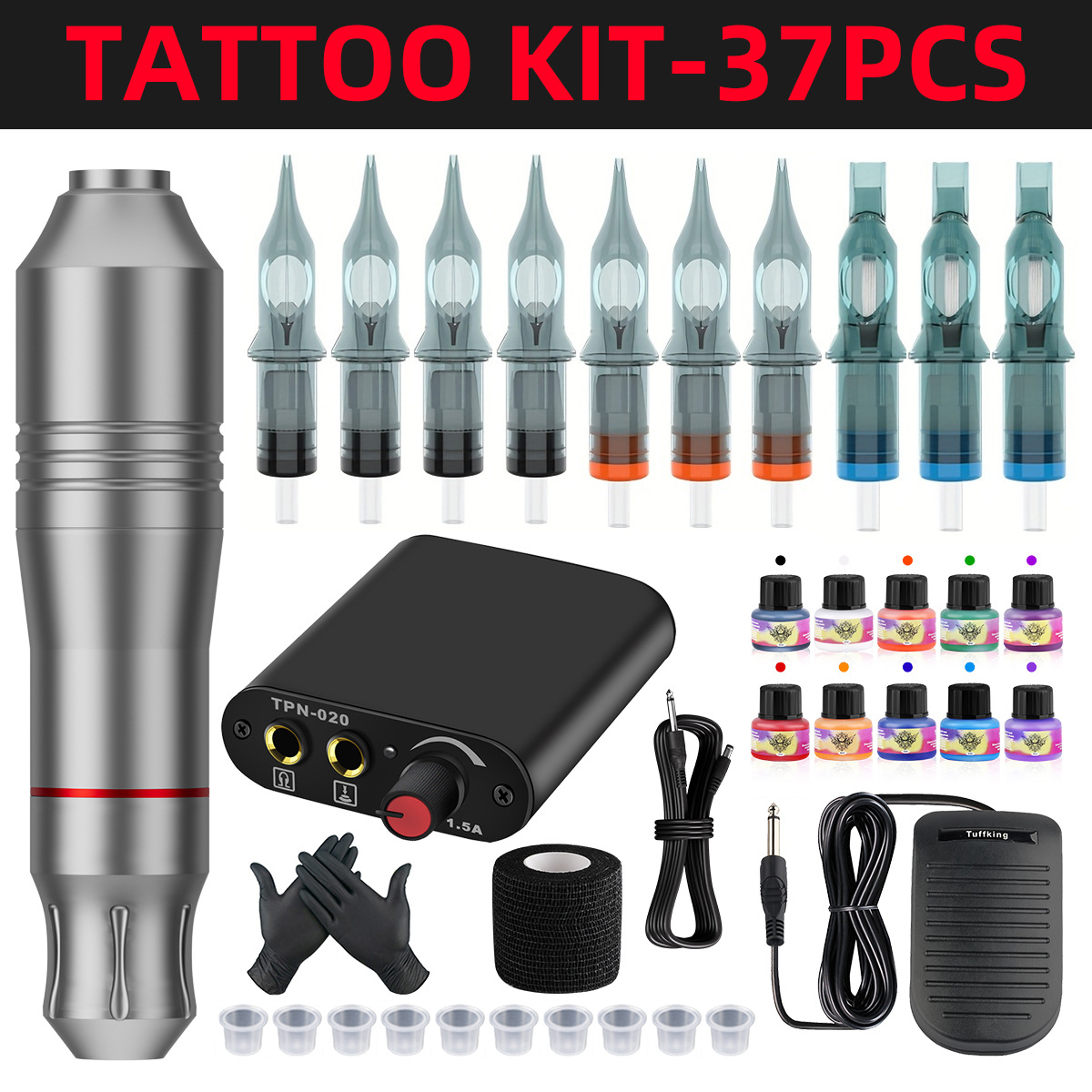 Conjunto completo popular transfronterizo de equipo de tatuaje profesional traje de tatuaje Motor de tatuaje máquina todo en uno traje de combinación de máquina de Estudiante