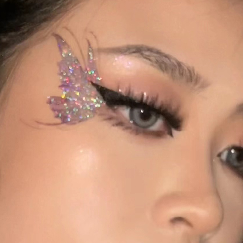 Dreamy Fairy! Glitter Butterfly Stickers Waterproof Creative Eye Makeup Face Decoration Pearlescent Fine Glitter Tattoo Stickers Wings