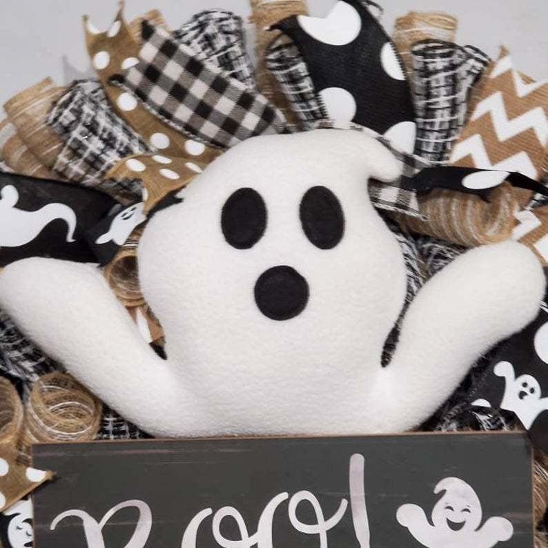 Amazon Halloween guirnaldas simulación fantasma muñeca decoración guirnaldas de Halloween puerta delantera escena interior anillo de decoración