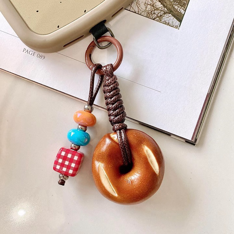 Artificial Bread Bagel Handmade Homemade Mobile Phone Chain ccd Lanyard Ins Style Small Drop Light Luxury Bag Hanging Simple Decoration