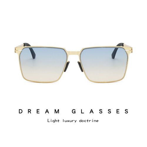 新款超轻金属墨镜男士商务超薄高级感时尚太阳镜方形眼镜