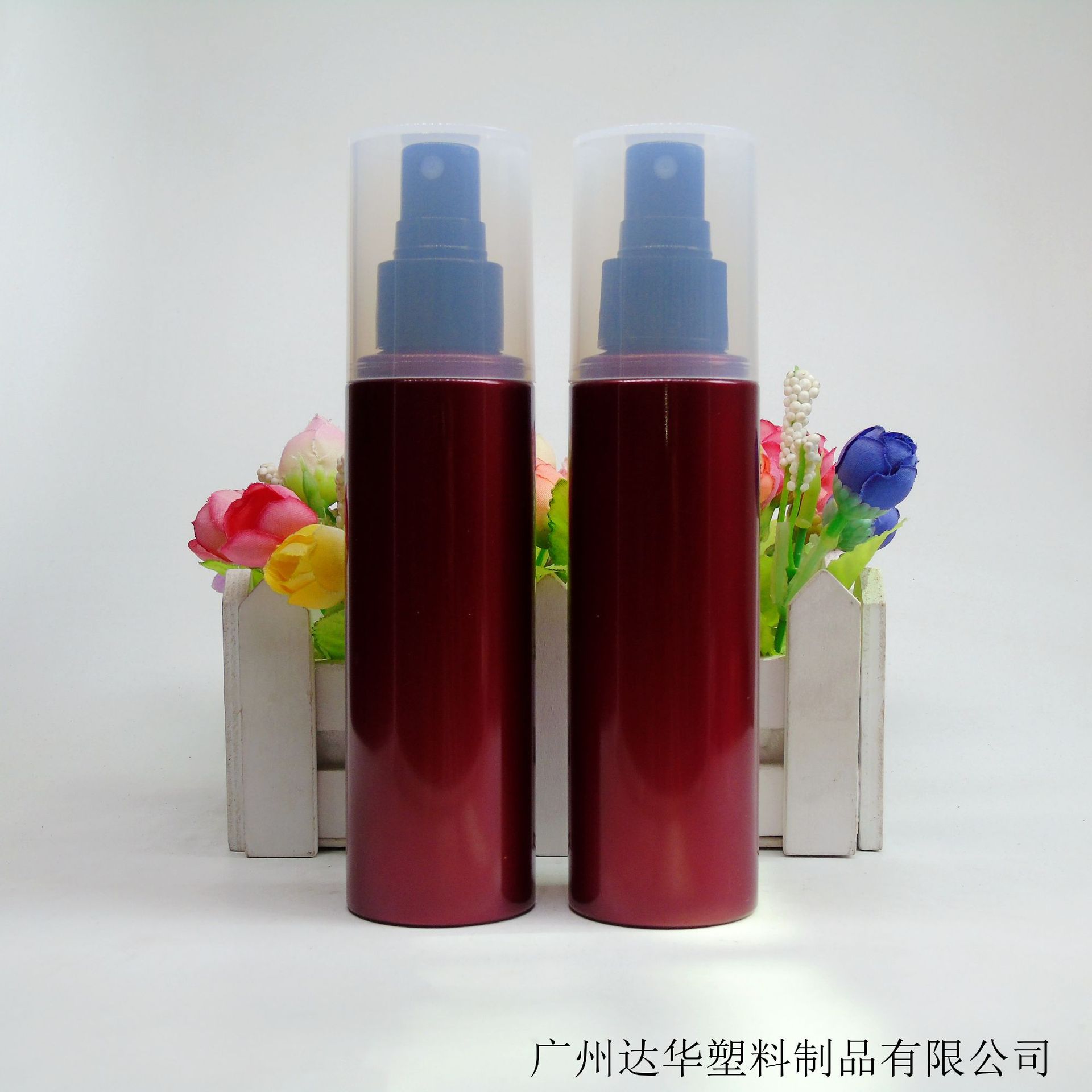 供应PET130ml 带外罩塑料瓶 液体喷雾瓶 定型水瓶 消毒水分装瓶