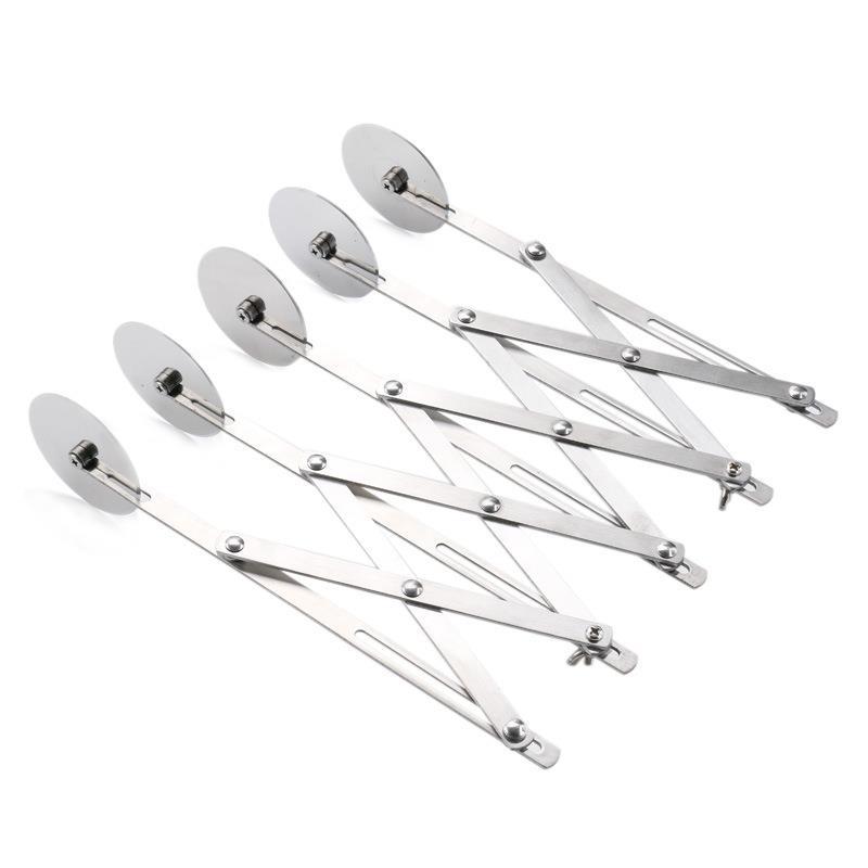 En stock de acero inoxidable cuchillo de pizza retráctil multi-Rueda de aceite palo cuchillo rodillo cortador de fideos comercial cortador de fideos dispensador de la torta