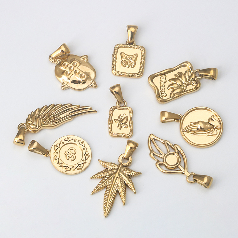 1 Piece Quantity Daily Occasion 1 Piece Titanium Steel Leaves Wings Butterfly Pendant