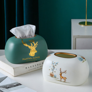 Ceramic Household Paper Box European Style Living Room Chinese Style Creative Decorative Paper Box Napkin Tissue Box Ornaments