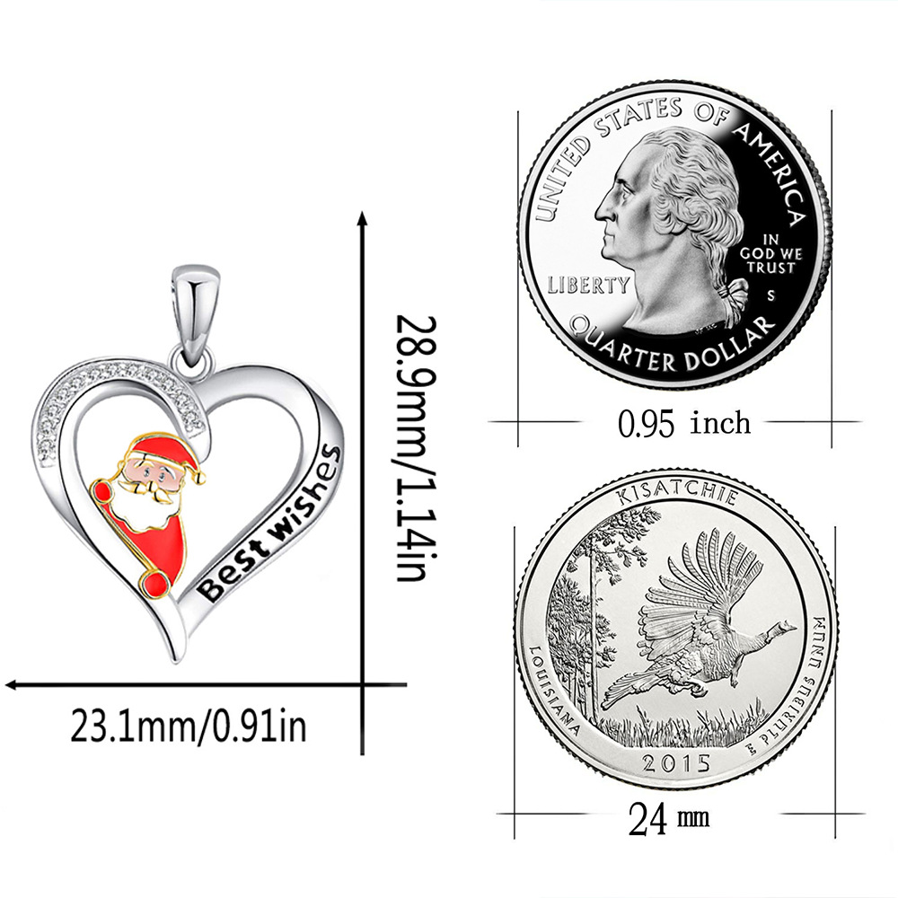 Fashion Santa Claus Heart Shape Elk Alloy Inlay Rhinestones Womenu0027S Pendant Necklace