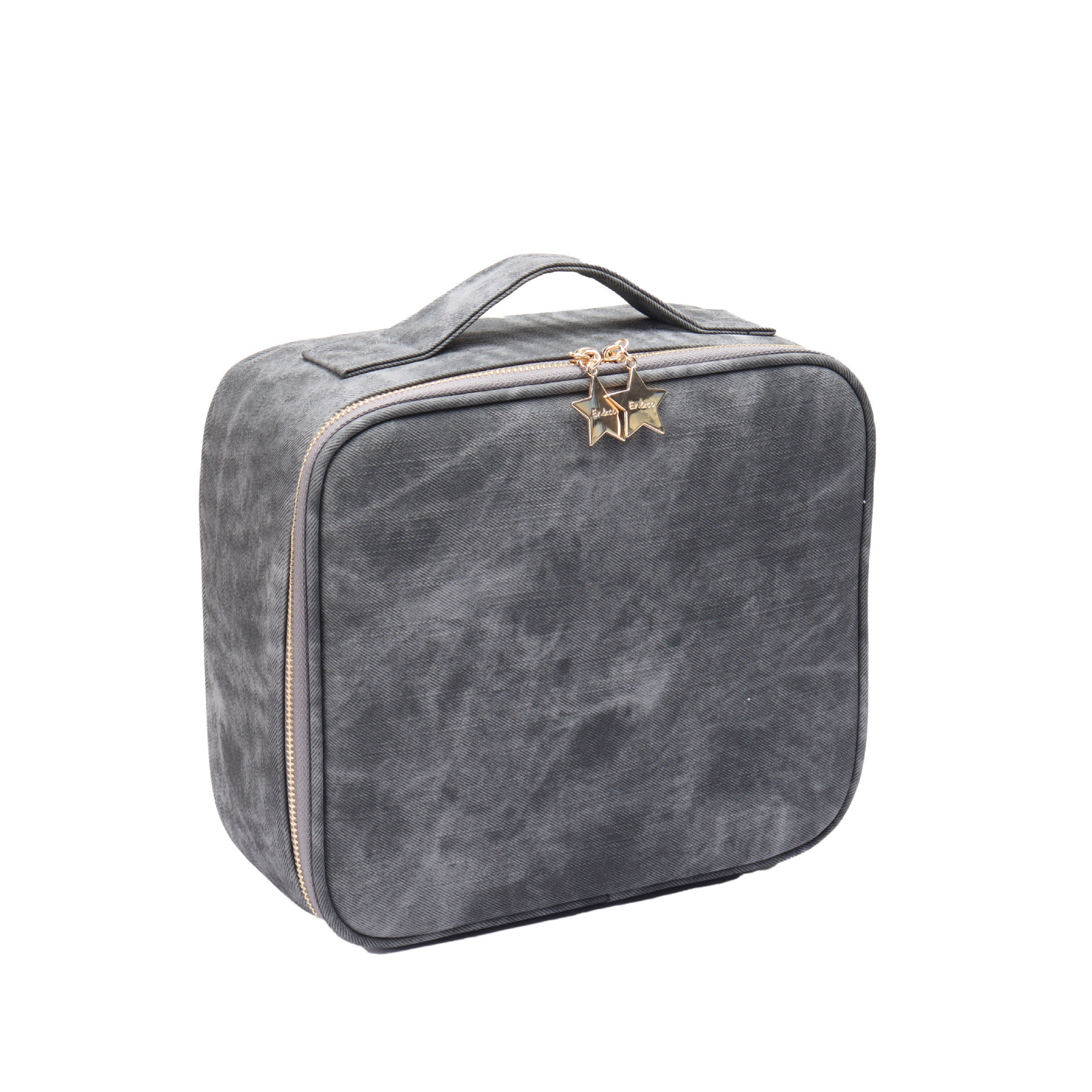 Gray denim pattern led cosmetic case